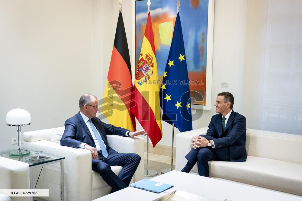 Pedro Sanchez Receives Friedrich Merz - Madrid