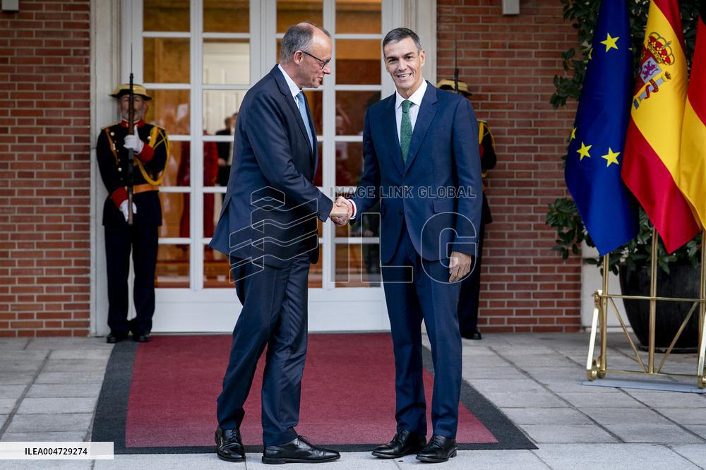 Pedro Sanchez Receives Friedrich Merz - Madrid
