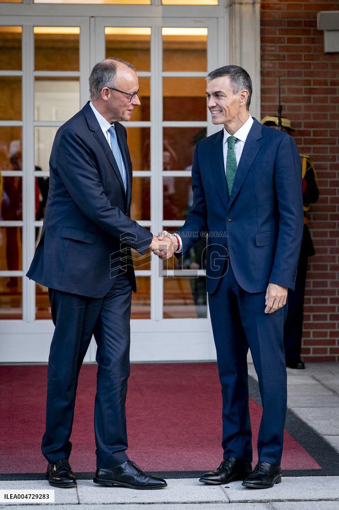 Pedro Sanchez Receives Friedrich Merz - Madrid