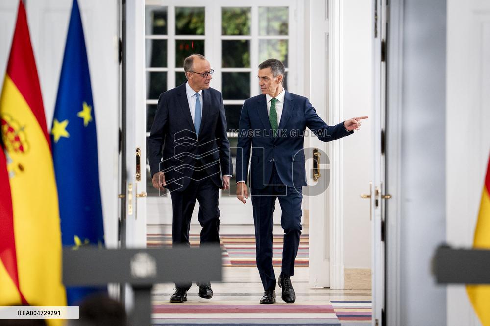 Pedro Sanchez Receives Friedrich Merz - Madrid