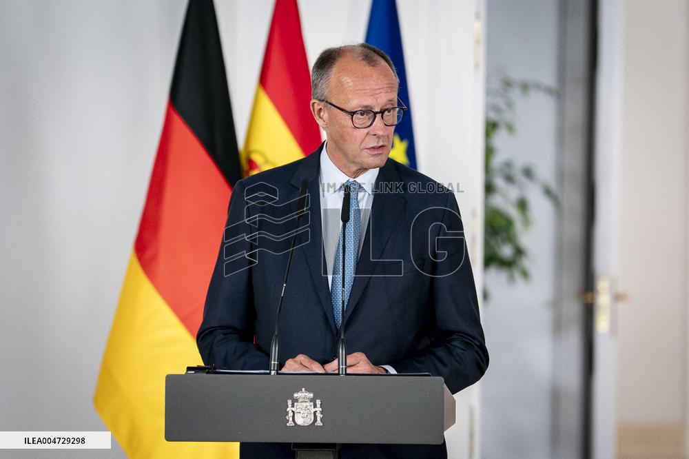 Pedro Sanchez Receives Friedrich Merz - Madrid