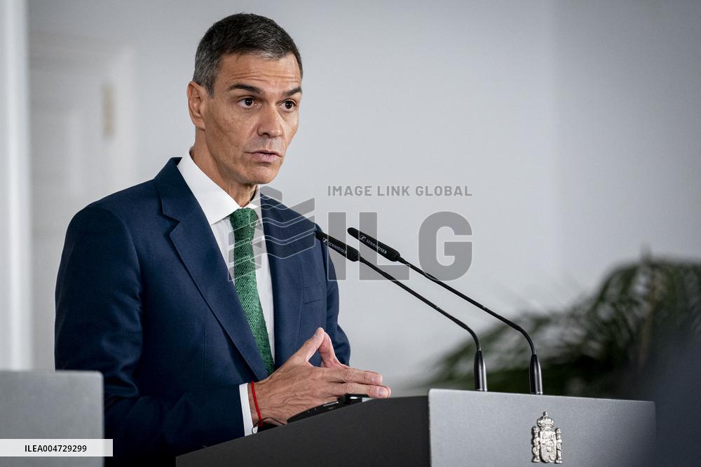 Pedro Sanchez Receives Friedrich Merz - Madrid