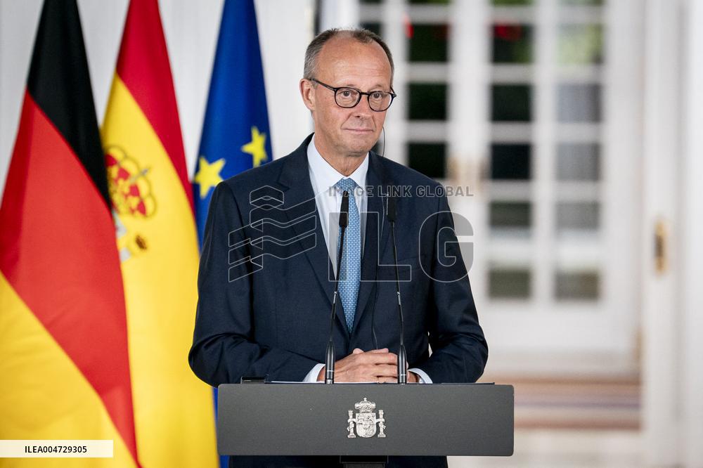 Pedro Sanchez Receives Friedrich Merz - Madrid