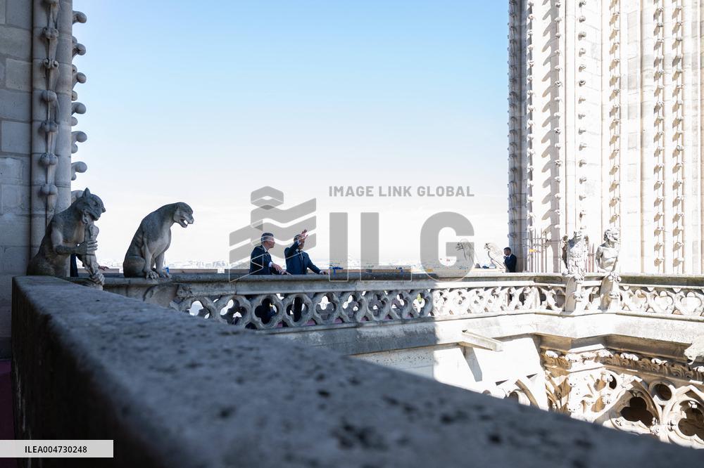Macron Inaugurates the Towers of Notre-Dame Cathedral - Paris