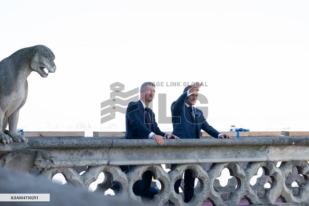 Macron Inaugurates the Towers of Notre-Dame Cathedral - Paris