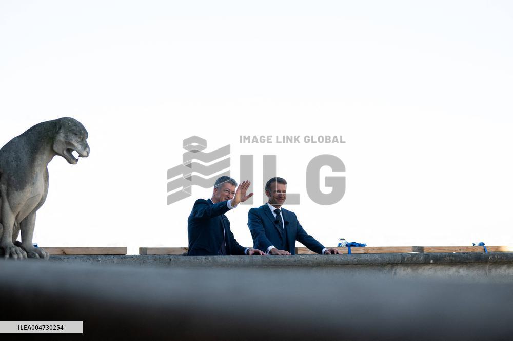 Macron Inaugurates the Towers of Notre-Dame Cathedral - Paris