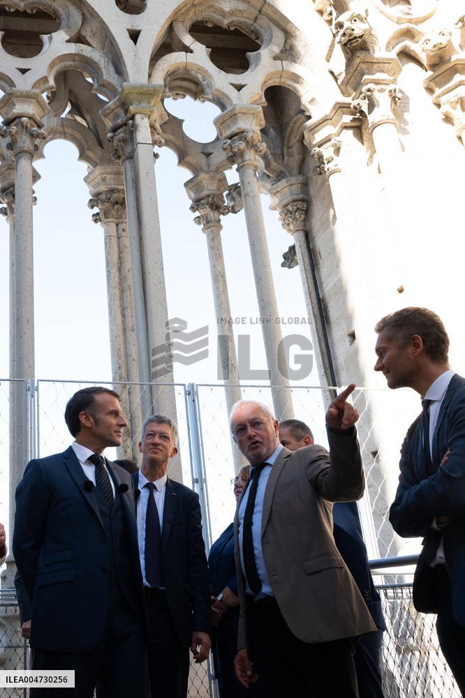 Macron Inaugurates the Towers of Notre-Dame Cathedral - Paris