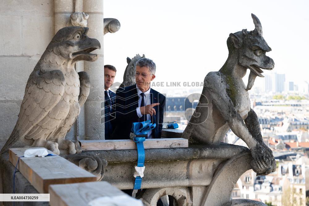 Macron Inaugurates the Towers of Notre-Dame Cathedral - Paris