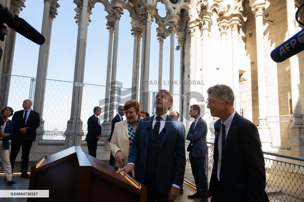 Macron Inaugurates the Towers of Notre-Dame Cathedral - Paris