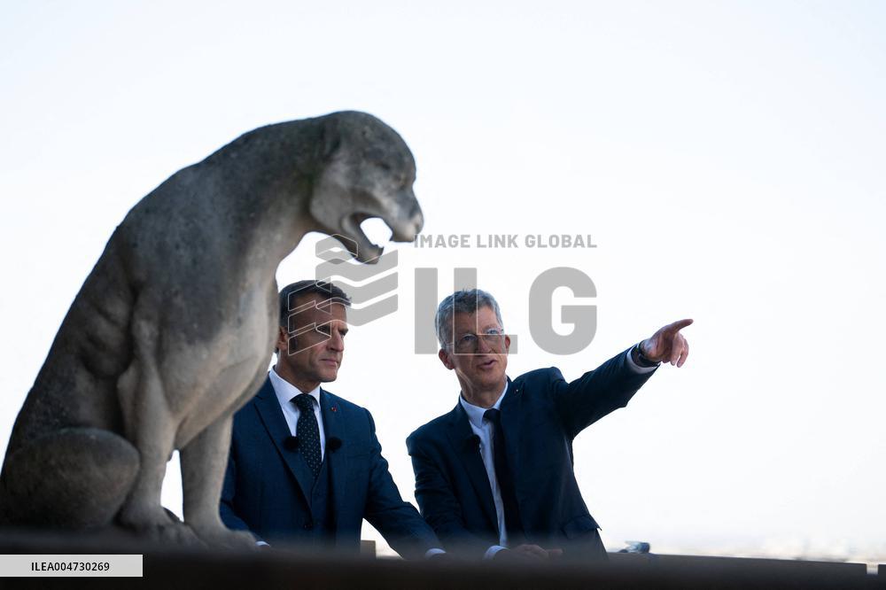 Macron Inaugurates the Towers of Notre-Dame Cathedral - Paris