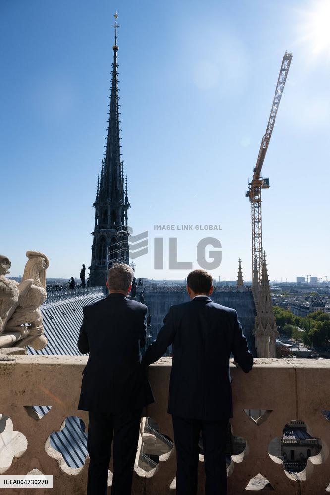 Macron Inaugurates the Towers of Notre-Dame Cathedral - Paris