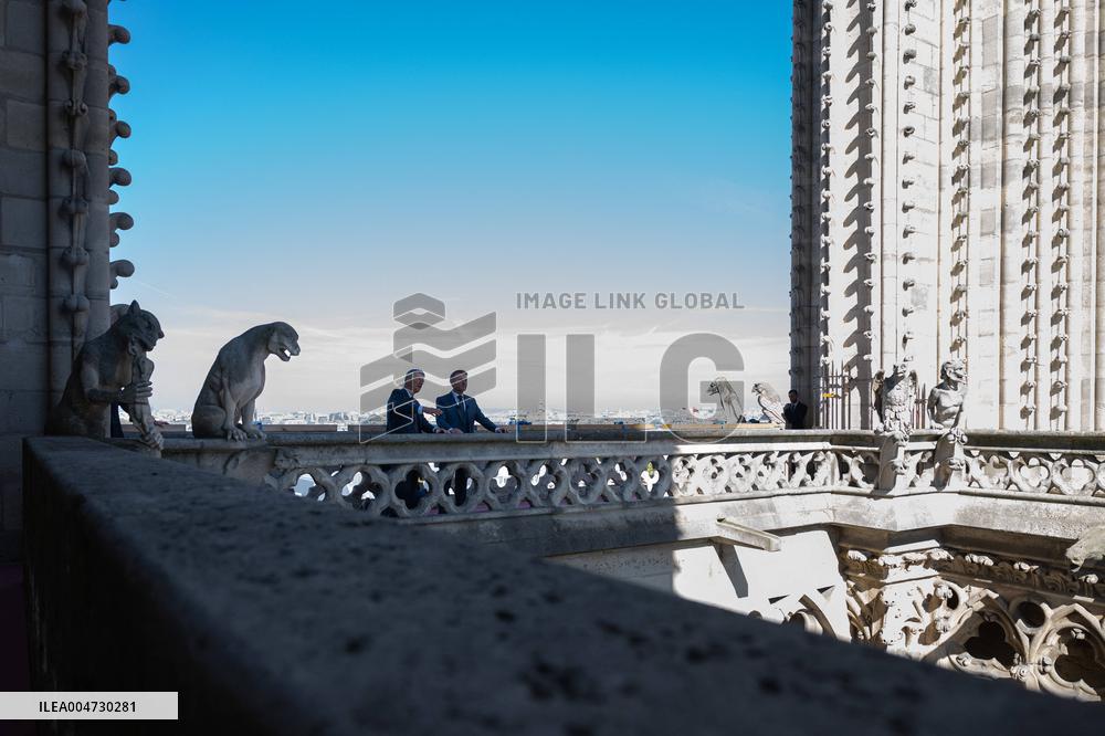 Macron Inaugurates the Towers of Notre-Dame Cathedral - Paris