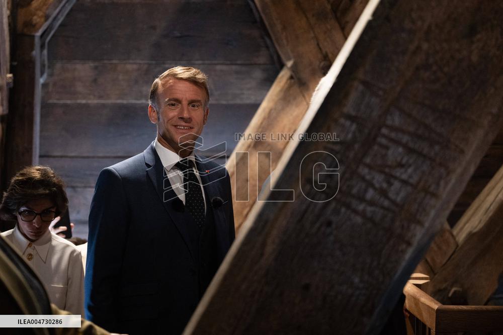 Macron Inaugurates the Towers of Notre-Dame Cathedral - Paris