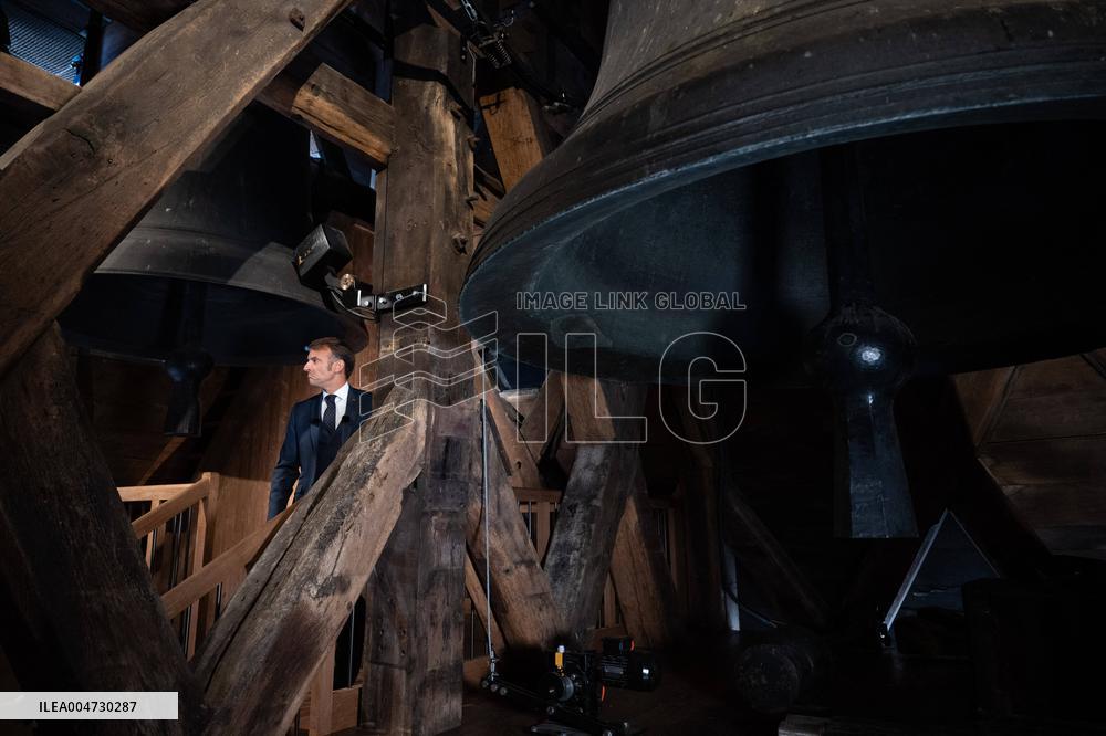 Macron Inaugurates the Towers of Notre-Dame Cathedral - Paris