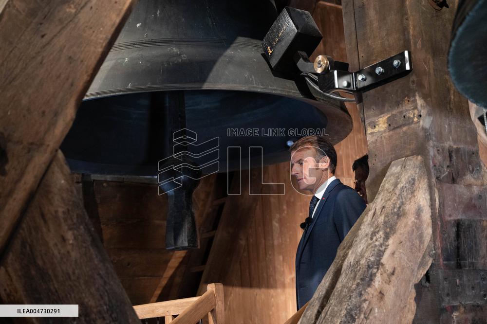 Macron Inaugurates the Towers of Notre-Dame Cathedral - Paris