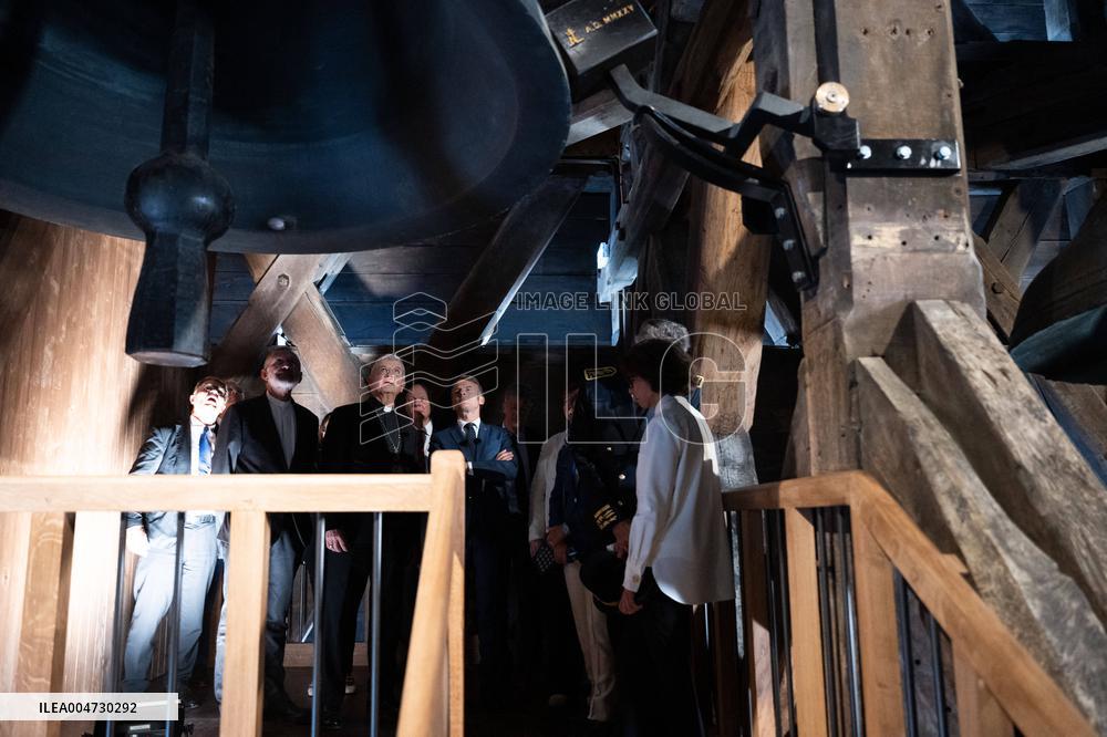 Macron Inaugurates the Towers of Notre-Dame Cathedral - Paris