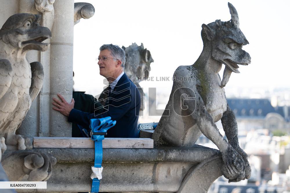 Macron Inaugurates the Towers of Notre-Dame Cathedral - Paris