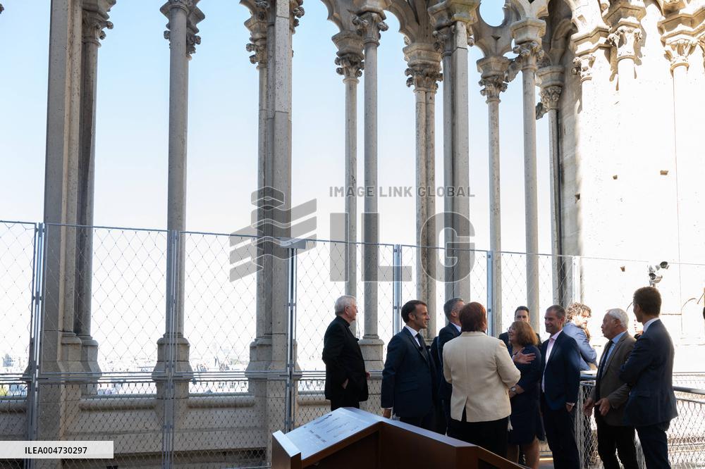 Macron Inaugurates the Towers of Notre-Dame Cathedral - Paris