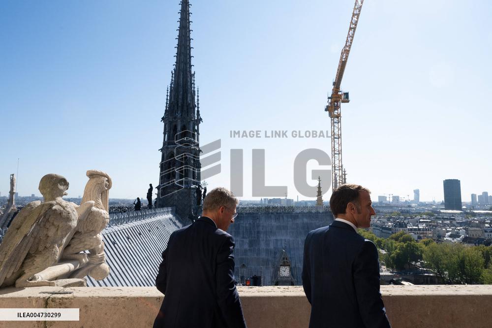 Macron Inaugurates the Towers of Notre-Dame Cathedral - Paris