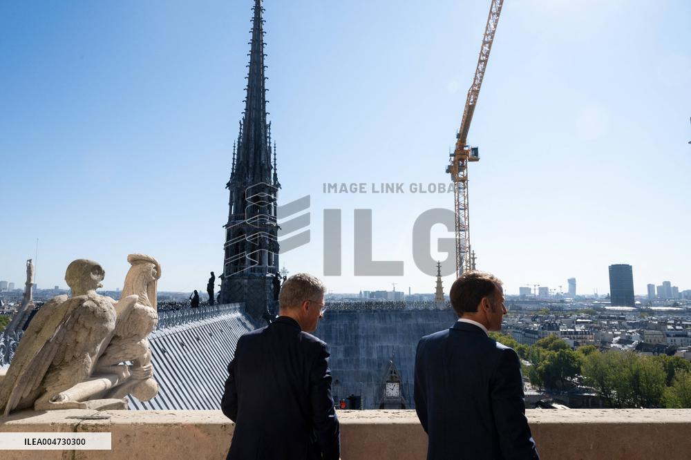 Macron Inaugurates the Towers of Notre-Dame Cathedral - Paris