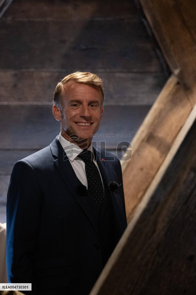 Macron Inaugurates the Towers of Notre-Dame Cathedral - Paris