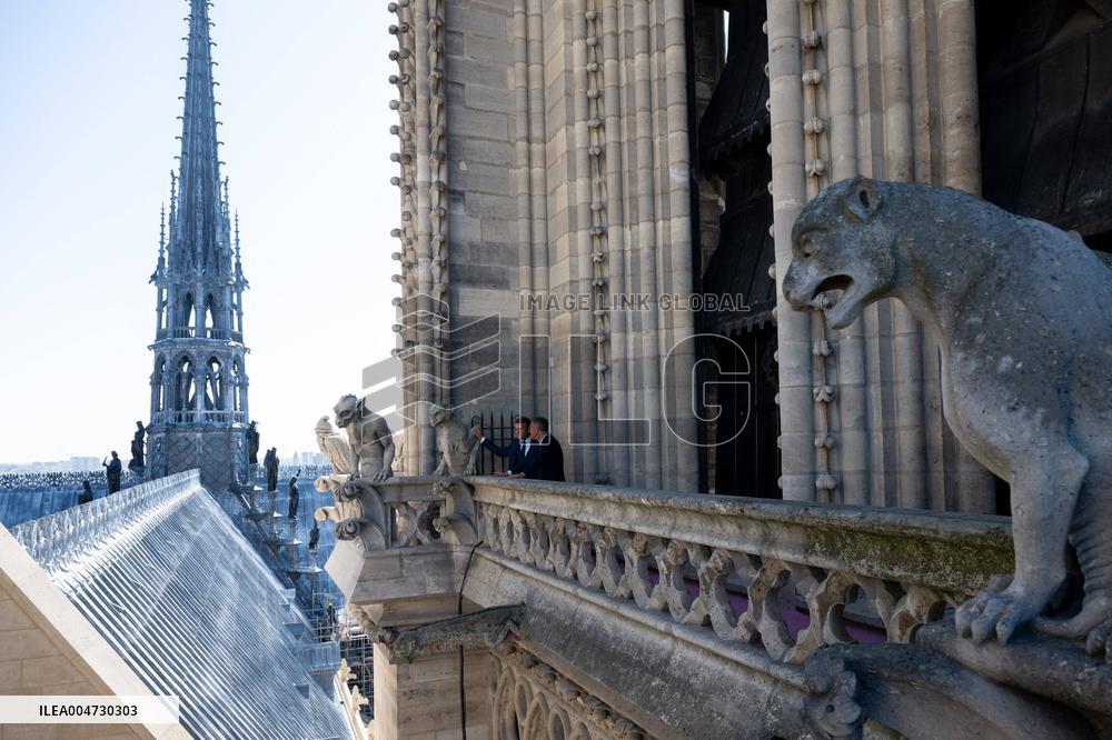 Macron Inaugurates the Towers of Notre-Dame Cathedral - Paris
