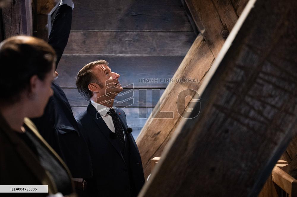 Macron Inaugurates the Towers of Notre-Dame Cathedral - Paris