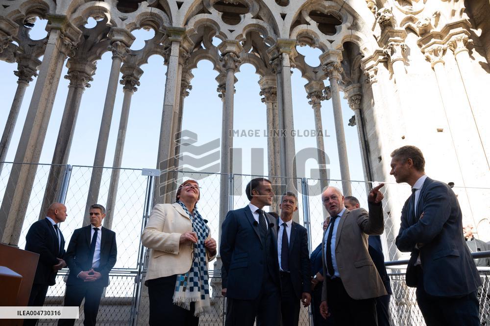 Macron Inaugurates the Towers of Notre-Dame Cathedral - Paris