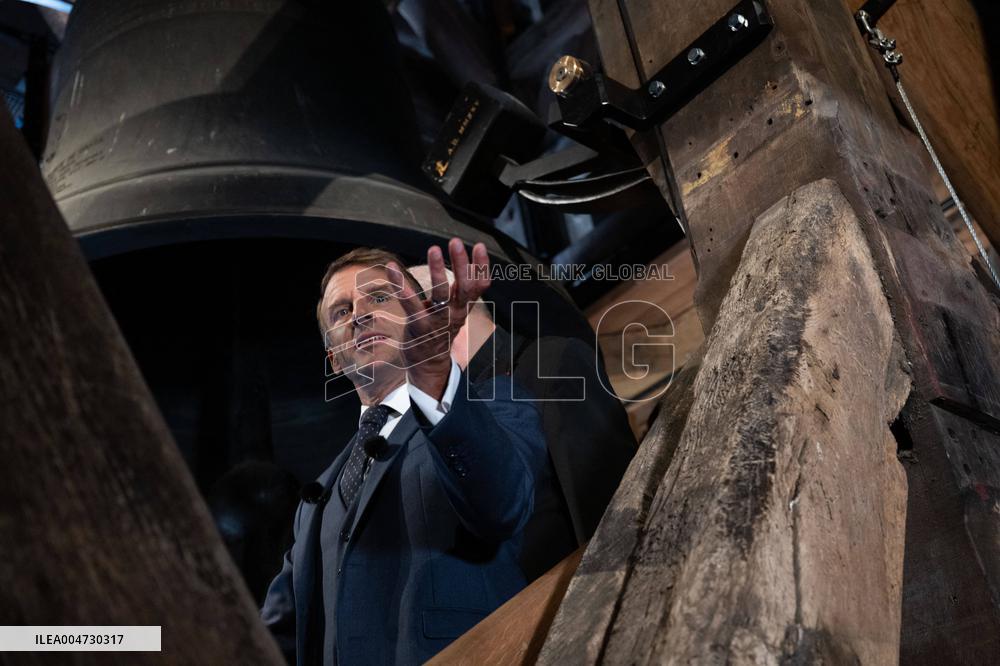 Macron Inaugurates the Towers of Notre-Dame Cathedral - Paris
