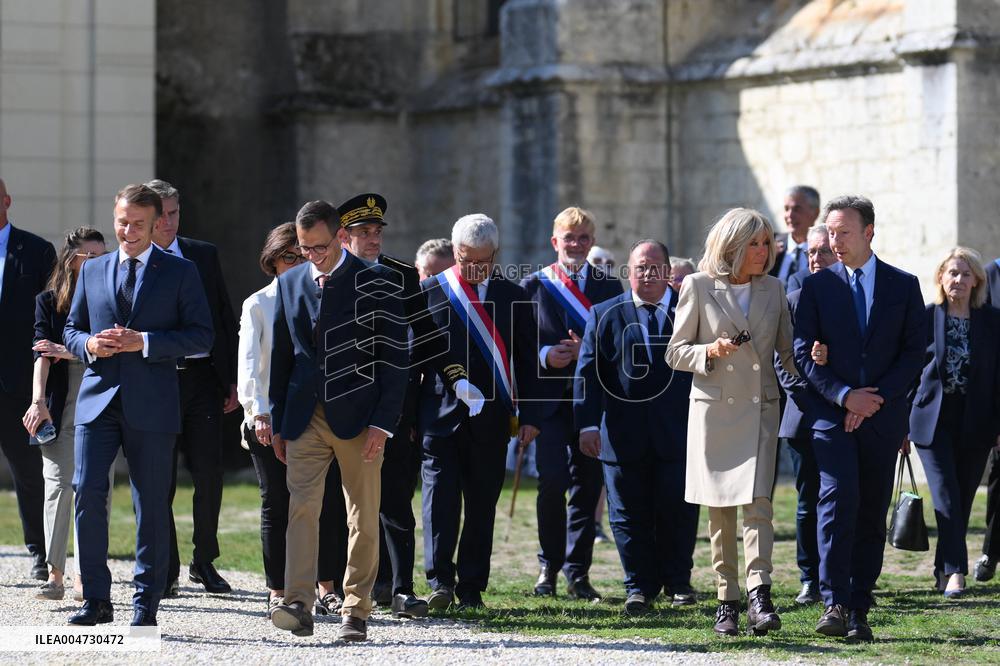 President Macron Visits Pontlevoy Abbey - Pontlevoy