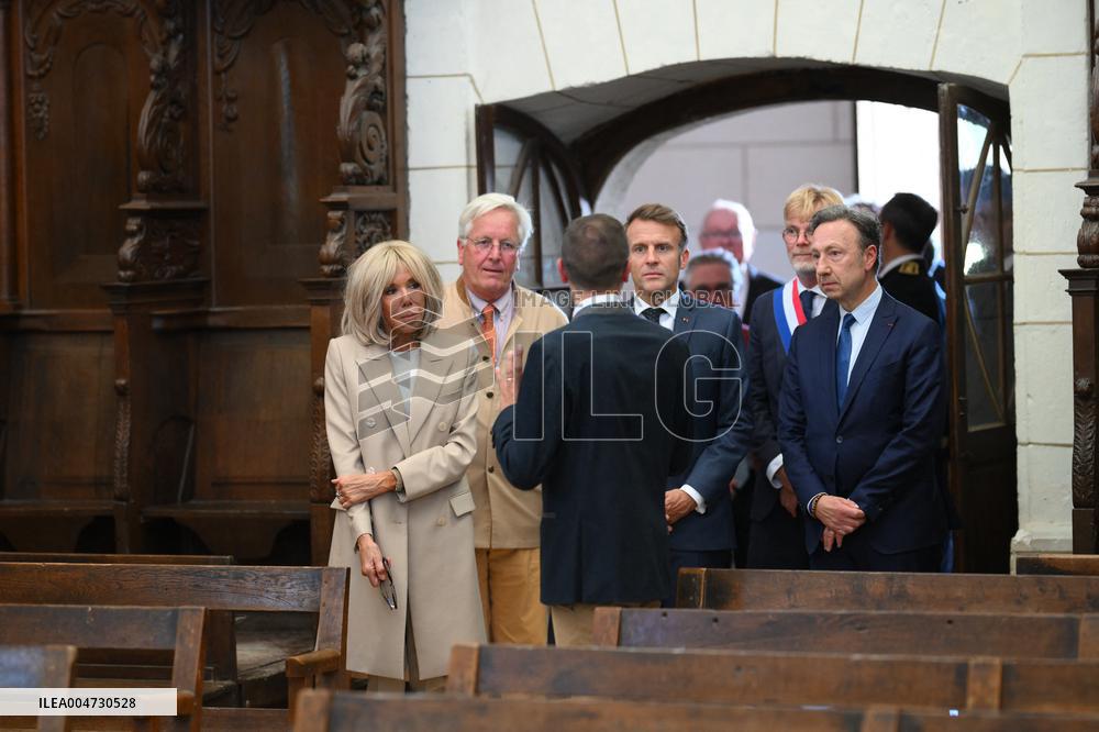 President Macron Visits Pontlevoy Abbey - Pontlevoy