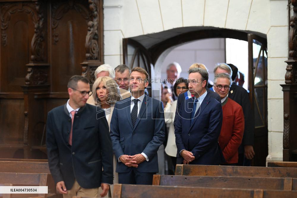 President Macron Visits Pontlevoy Abbey - Pontlevoy
