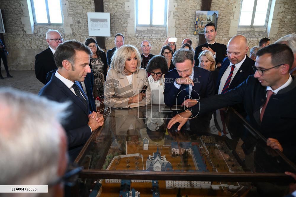 President Macron Visits Pontlevoy Abbey - Pontlevoy