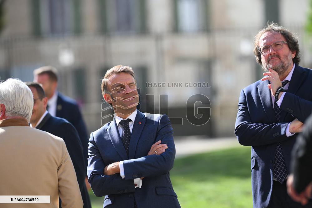 President Macron Visits Pontlevoy Abbey - Pontlevoy