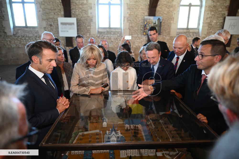 President Macron Visits Pontlevoy Abbey - Pontlevoy