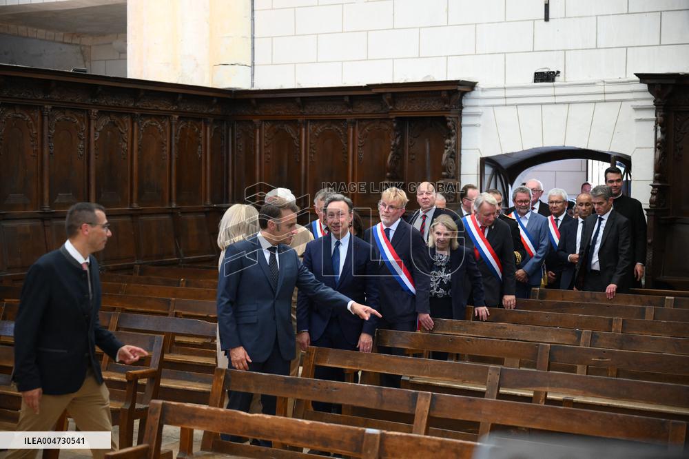 President Macron Visits Pontlevoy Abbey - Pontlevoy