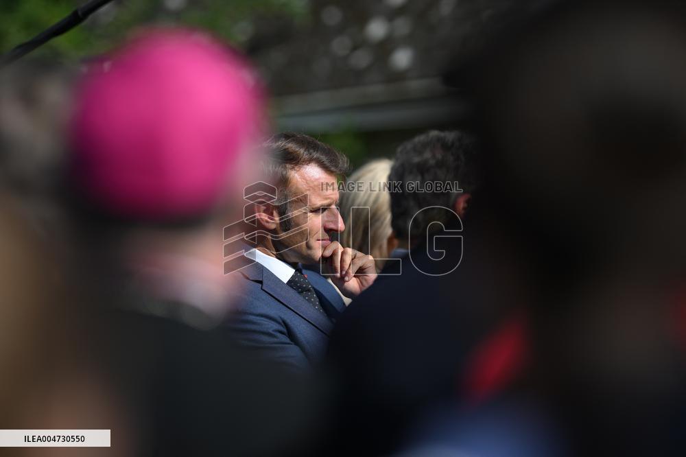 President Macron Visits Pontlevoy Abbey - Pontlevoy