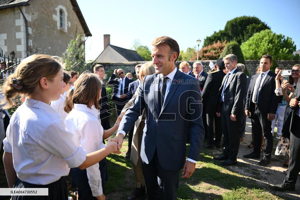 President Macron Visits Pontlevoy Abbey - Pontlevoy