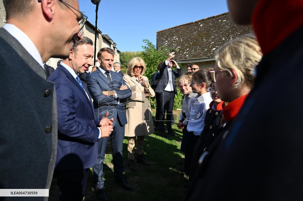 President Macron Visits Pontlevoy Abbey - Pontlevoy