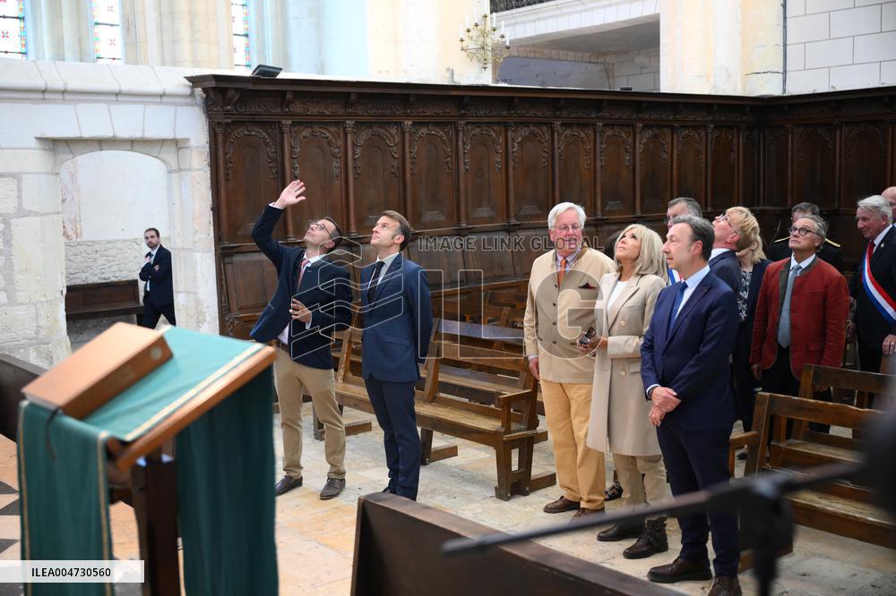 President Macron Visits Pontlevoy Abbey - Pontlevoy