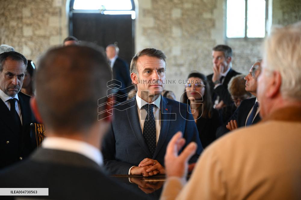President Macron Visits Pontlevoy Abbey - Pontlevoy