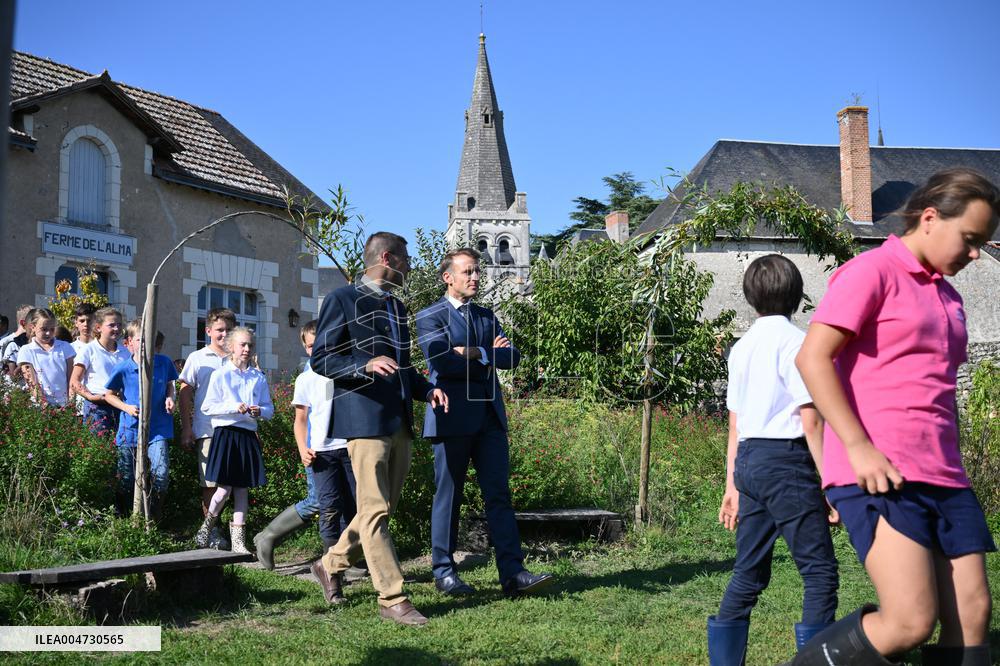 President Macron Visits Pontlevoy Abbey - Pontlevoy