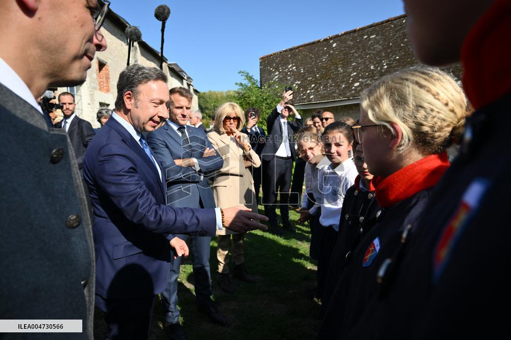 President Macron Visits Pontlevoy Abbey - Pontlevoy