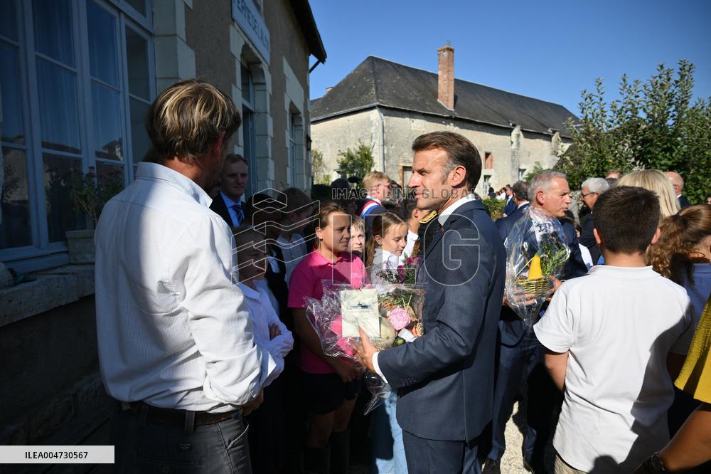 President Macron Visits Pontlevoy Abbey - Pontlevoy