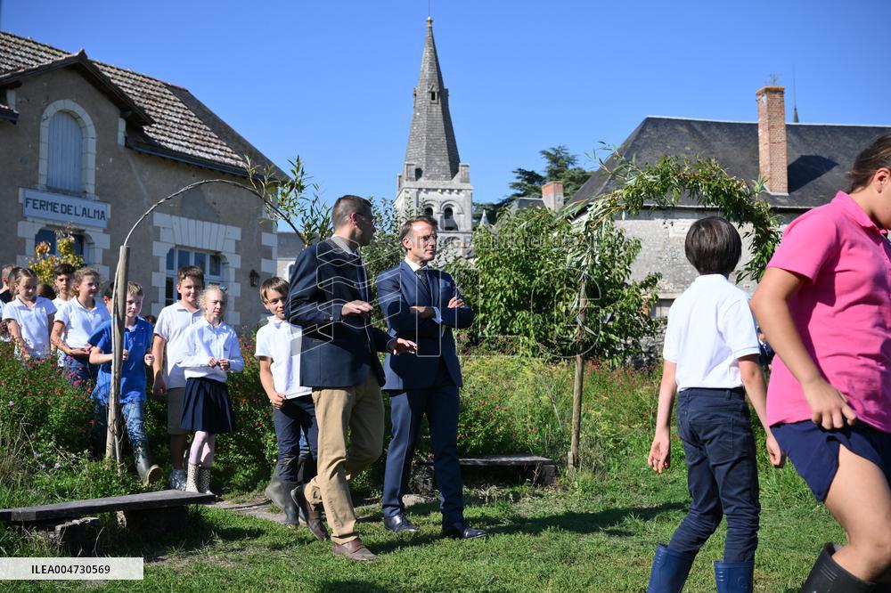 President Macron Visits Pontlevoy Abbey - Pontlevoy