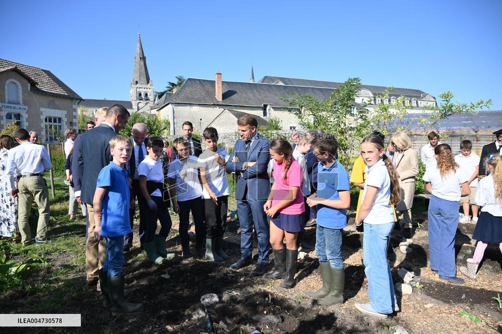 President Macron Visits Pontlevoy Abbey - Pontlevoy