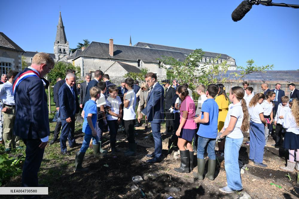President Macron Visits Pontlevoy Abbey - Pontlevoy