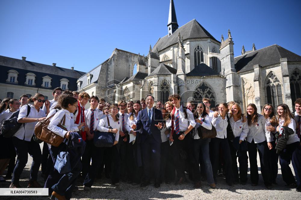 President Macron Visits Pontlevoy Abbey - Pontlevoy