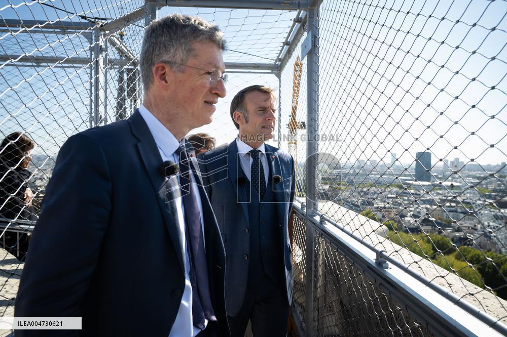 Macron Inauguration of The Towers of Notre-Dame Cathedral - Paris