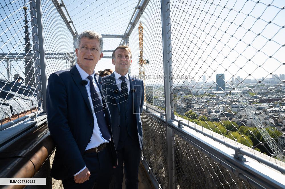Macron Inauguration of The Towers of Notre-Dame Cathedral - Paris